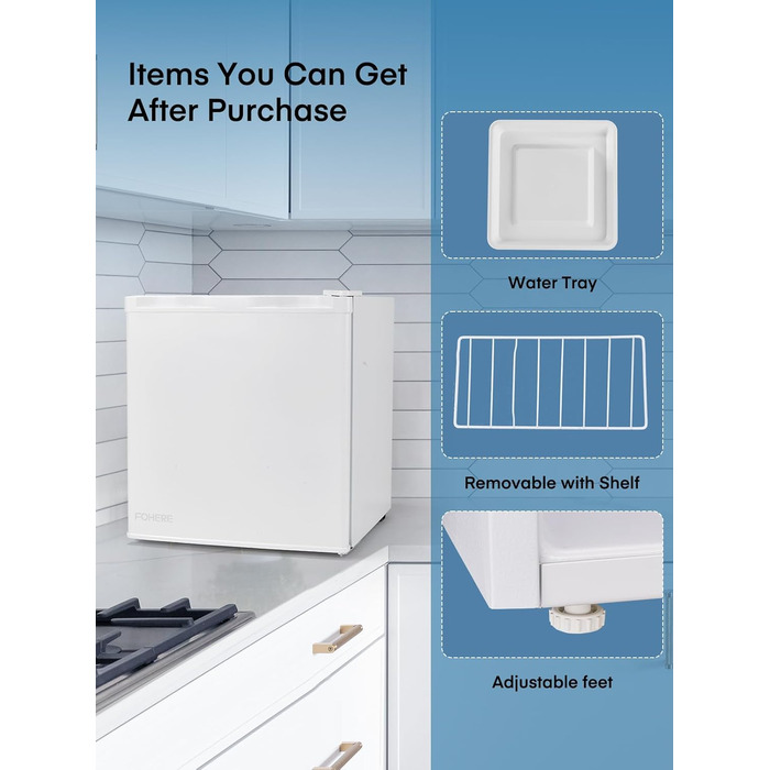 Міні-холодильник E 46L з морозильною камерою, енергоощадний, регулювання температури, білий