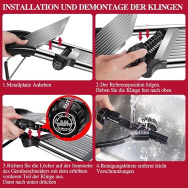 Машинка для нарізання овочів Mastertop Mandoline, 5-в-1, з нержавіючої сталі, регульована, для нарізання соломкою, скибочками та тертям