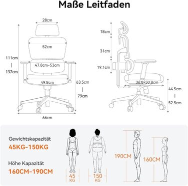 Офісне крісло Newtral NT001: ергономічне, регульована підголівник та підлокітники, 150 кг, чорний