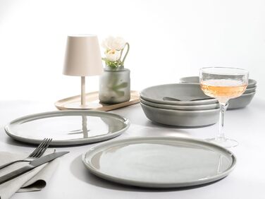 Набір посуду CreaTable Chef Collection (18 предметів) для 6 осіб: сервіз з порцеляни, 12-ти речі, сірий колір, Made in Europe