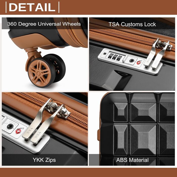 Набір валіз KONO 2 в 1: велика валіза (54 см) та косметичка (білий/чорний/коричневий)