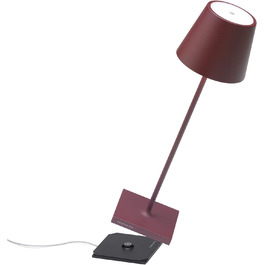 Світлодіодна настільна лампа з алюмінію з регулюванням яскравості, клас захисту IP54, для використання в приміщенні/на вулиці, контактна зарядна станція, H38 см, вилка ЄС (бордо)