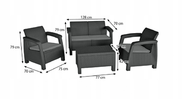 Комплект садових меблів Curver із пластику, сірий, 4 предмети