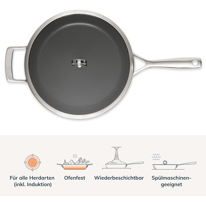 Сковорода Olav з мідним сердечником, 5-шарова, індукційна, можна мити в посудомийній машині, без PFOA, 30 см