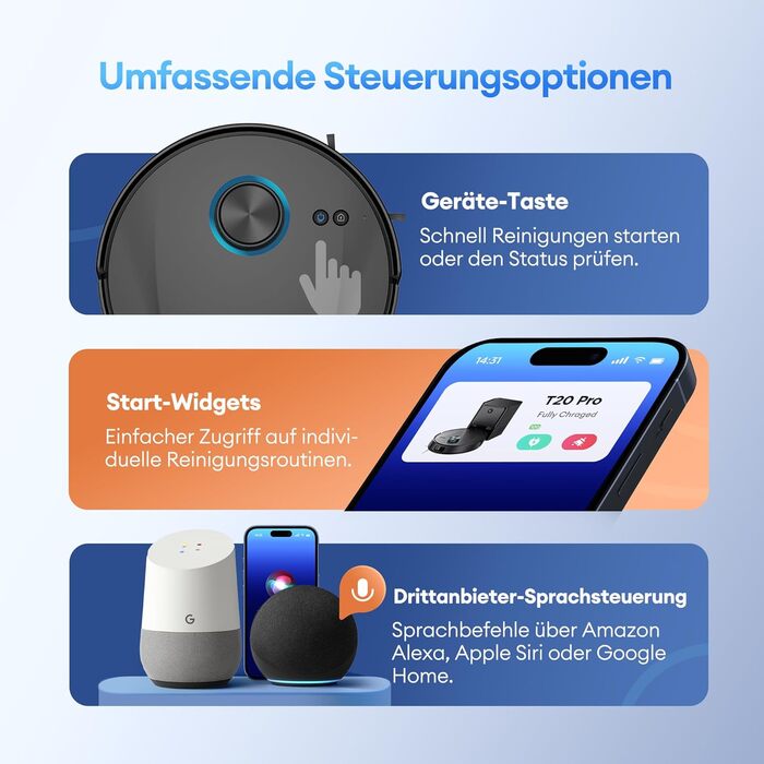 Робот-пилосос Ultenic T20 Pro з функцією миття, 8000 Па, док-станція 3,5 л, для шерсті тварин та килимових покриттів, AI-лазерне уникнення перешкод, керування через додаток