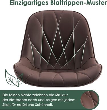 Офісний стілець YOUTASTE з візерунком листя, ергономічний, регульований по висоті, з функцією гойдання, без підлокітників, шкіряний, для дому та офісу (колір: коричневий)