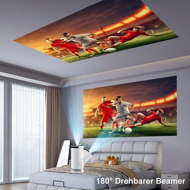 Міні проектор Salange HY300Pro+ 4K з Wi-Fi 6, Bluetooth 5.2 та Android 11.0 для домашнього кінотеатру. Підтримка 180° повороту, сумісний з телефоном, Xbox, ноутбуком, TV Stick, USB. Білий колір.