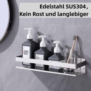Поличка для душу без свердління, нержавіюча сталь, 40 см, H91107-40BN
