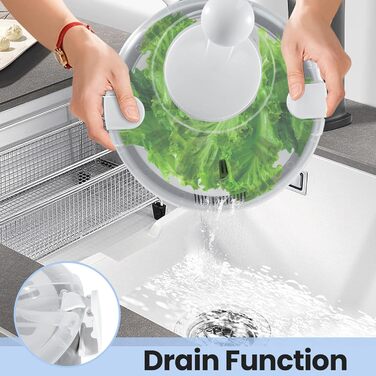 Швидка салатниця-швидкокрутка з нержавіючої сталі 4.5 л, біла