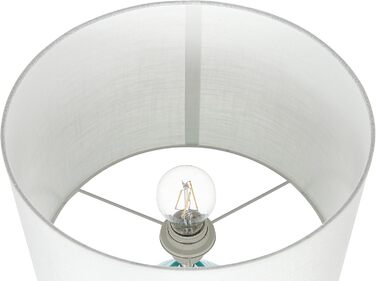 Настільна лампа Beliani з керамічним цоколем блакитно-бірюзового кольору 58 см, абажур з мотивом листя, білий Ataba