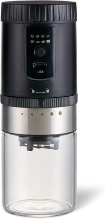 Електрична кавомолка Tchibo з керамічним жорном, регульований помел, срібна (з акумулятором)