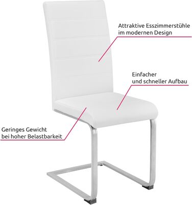 Крісло-гойдалка Tectake Cantilever, Стільці для їдальні/кухні, Штучна шкіра, Набір з 8 шт. , Білий