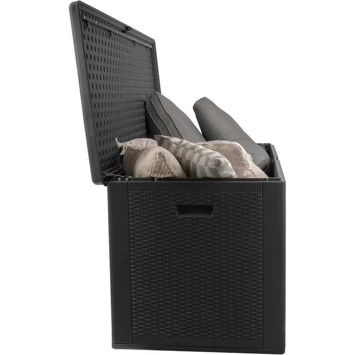 Скриня для зберігання речей Grindi Morus 570л - водонепроникна садові меблі, подушки, інструменти - для балкона, тераси, саду (Чорний)