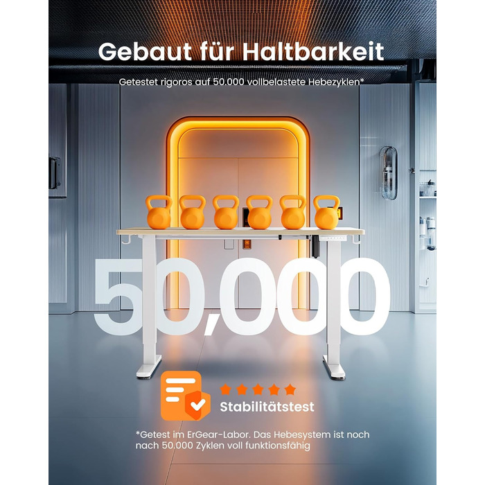 Електричний регульований стіл ErGear 100x60 см, світле дерево, з пам'яттю та з'єднувальною пластиною для дому та офісу