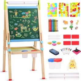 Дерев'яна іграшкова дошка Kinder: двостороння мольберт-дошка з аксесуарами для малювання, для дітей 3-12 років
