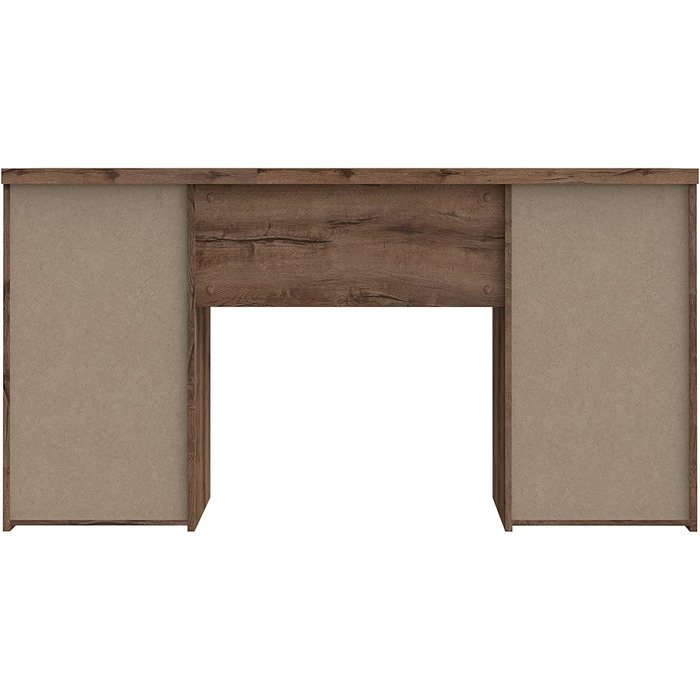 Письмовий стіл дерев'яна панель, 145 x 60 x 76,3 см (дуб грязьовий декор чорний дуб, з 4 шухлядами та 1 дверцятами), 106