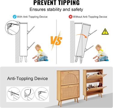 Вузька шафа для взуття VEVOR, полиця для взуття з дерева, 600 x 168 x 877 мм, з 2 відкидними дверцятами та верхньою полицею для зберігання, 36,28 кг, для прихожого, масивне дерево