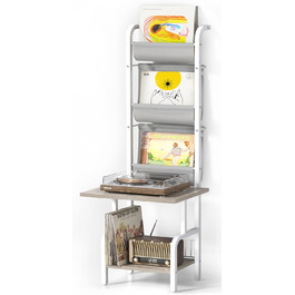 Підставка для програвача вінілу з полицями для 300 платівок (біла)