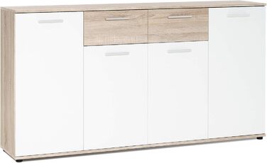 Буфет Jacklin Sonoma Oak/White - Сучасний комод з великою кількістю місця для зберігання, 160x85x35 см