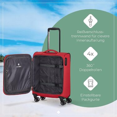 Набір валіз Travelite Chios: L/M/S, м'яка оболонка, ручна поклажа, червоний колір
