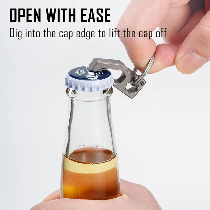 Брелок для відкривання пляшок KEYUNITY KA13 з титану, інструмент для відкривання пляшок EDC 2 в 1, відкривачка для пива і викрутка, підходить для всіх кришок від скляних пляшок