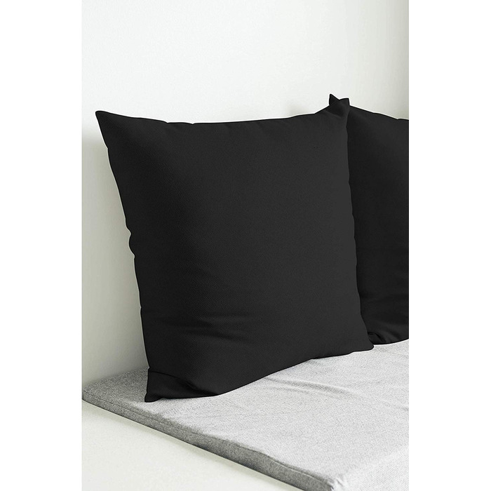 Чохли для подушок Encasa (45x45 см) - чорні, м'які, бавовняні, нефарбовані, прямокутні, декоративні, можна прати