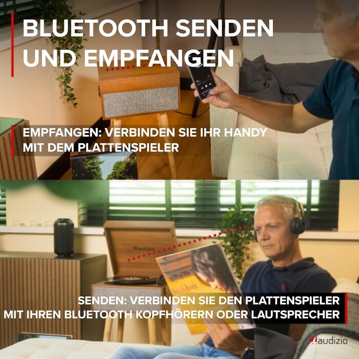 Вініловий програвач Fremont Retro з Bluetooth, вбудованими динаміками, підставкою, для платівок 7, 10, 12 дюймів, дерев'яний корпус, коричневий