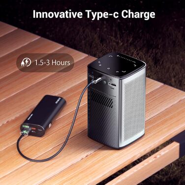 BYINTEK P70 Mini 3D проектор: портативний LED проектор з Wi-Fi, Android 9.0, підтримка 1080P/4K, акумулятор, сумка та штатив (сірий)