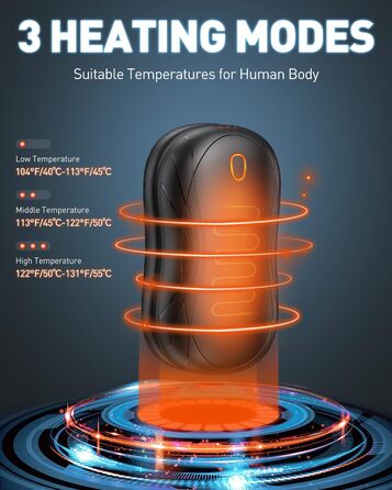 Електричні грілки для рук Cnkeeo 2 шт. з роздільним магнітним з'єднанням, Powerbank USB, 3 режими нагріву, для активного відпочинку, риболовлі, полювання, чорно-білі (чорний)