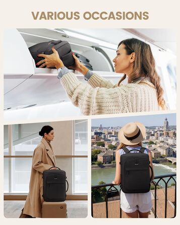 Рюкзак жіночий LOVEVOOK 40L для подорожей та авіаперельотів, Carry On, Beige Khaki