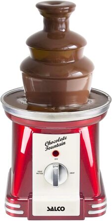 Шоколадний фонтан Salco | 3-рівневий | Ретро-дизайн | Нержавіюча сталь | 90 Вт | Для фруктів, печива та іншого | Легке очищення | Металік-червоний