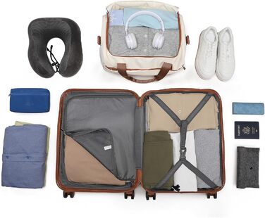 Набір валіз та рюкзака KONO 55см: ручна валіза та рюкзак Ryanair 40x20x25см, кремовий