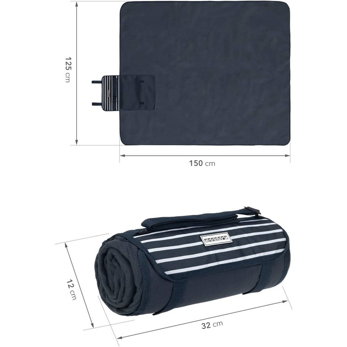 Набір для пікніка Anndora 15 предметів: рюкзак, деки, посуд, блакитно-білий в смужку