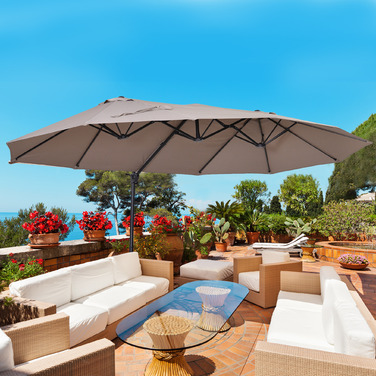 Outsunny Double Parasol Centilever Parasol Double Parasol з регульованим садовим парасолькою Sunshade Metal Brown 440 x 270 x 250 см