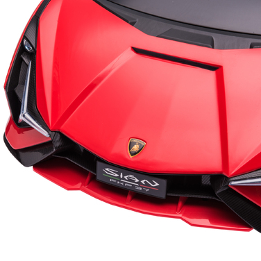 Дитячий електромобіль 12V, 2 режими руху, Lamborghini Sian SUV, іграшковий електромобіль з пультом дистанційного керування, музикою (MP3/USB), світлом, для дітей 3-5 років (37-60 місяців), металевий, червоний, розміри: 108 x 62 x 40 см