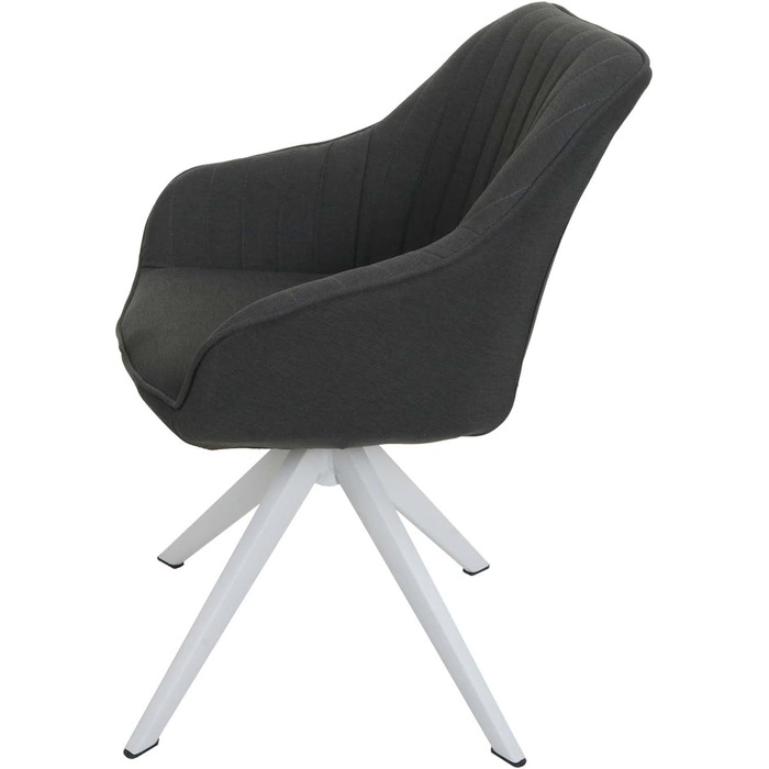 Стільці для їдальні Mendler HWC-K27, кухонні стільці з підлокітниками, поворотні, тканина, темно-сірий