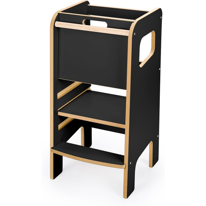 Дитячий навчальний стільчик Монтессорі з перекладиною – білий кухонний помічник, підставка для малюків, безпечна та надійна, з фіксатором, регульована висота, улюблець батьків, сучасний та стійкий Model 4 - Білий (Model 4 - Чорний)