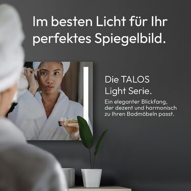 Дзеркало для ванної кімнати Talos Light LED 80x60 см з підсвічуванням, нейтральним білим світлом та алюмінієвою рамою