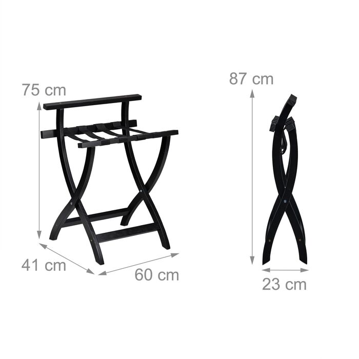 Підставка для валізи Relaxdays чорного кольору з захистом для стін