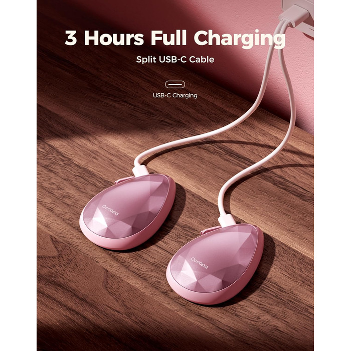 Електричні грілки для рук OCOOPA 2 шт. - стильні, рожеві, з магнітом, перезаряджаються, для жінок, Raynaud, піші прогулянки, кемпінг, подарунок