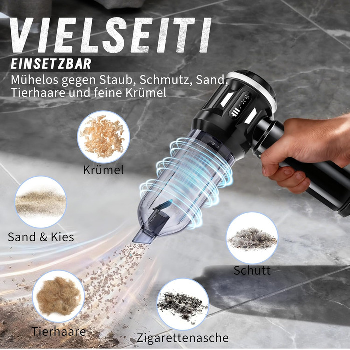 Акумуляторний ручний пилосос Citybee 4 в 1, бездротовий міні-пилосос для авто та дому, 25000Па, безщітковий двигун, 3 режими потужності, для шерсті тварин (чорний)