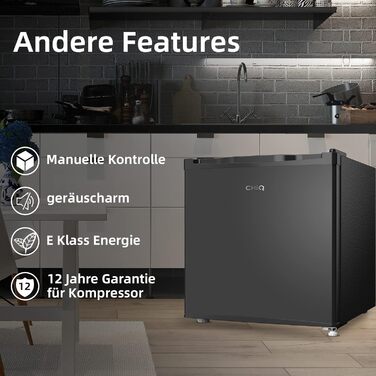 Міні-холодильник CHIQ 46 л з регулюванням температури, тихий (39 дБ), для офісу, кемпінгу, спальні, готелю, чорний