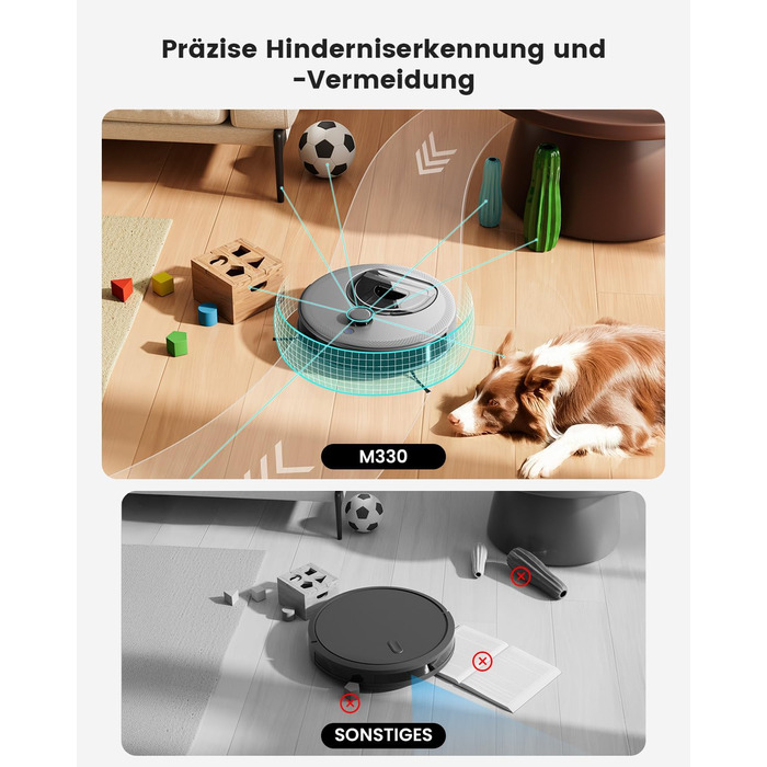 Робот-пилосос LEFANT M330 з функцією миття, 5000Pa, лазерна навігація, PSD-технологія, APP, 160 хв, для тварин, килимів, твердих підлог, сірий