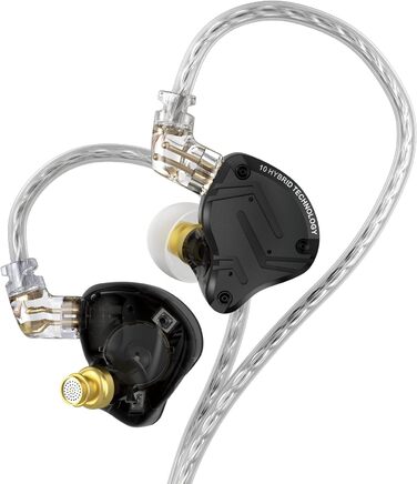 Навушники-вкладиші Yinyoo KZ ZS10 PRO X, гібридний драйвер 4BA1DD, HiFi, 0,75 мм 2-pin, чорний, без мікрофона