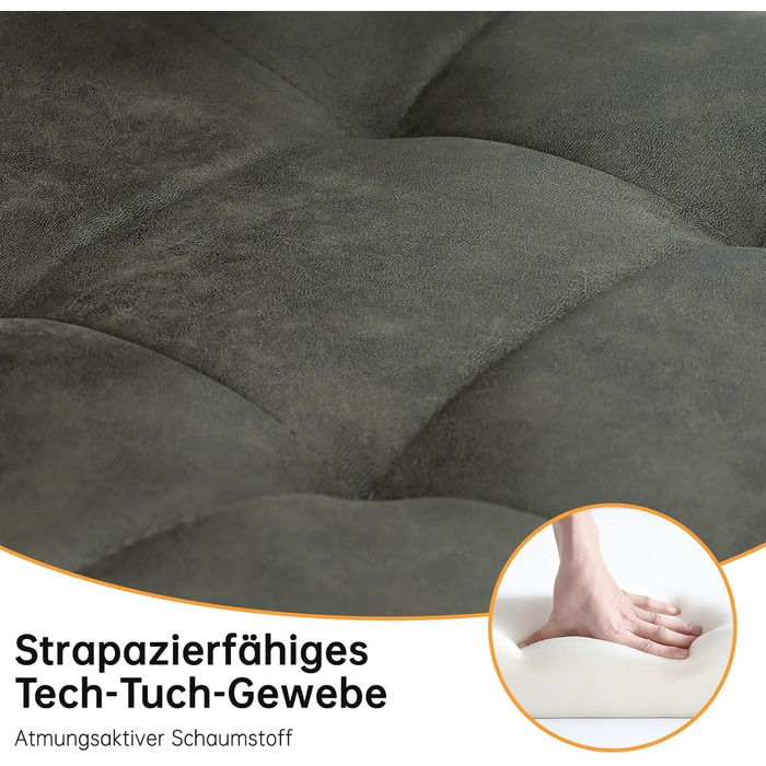 LEWE Комплект обідніх стільців для кухні та вітальні, зелені. Сучасні стільці з металевими ніжками та м'яким сидінням з технічної тканини (2 шт.)