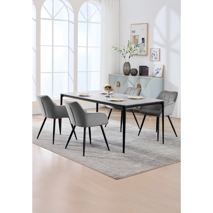 Крісло WOLTU для обідньої зони, вітальні та кухні, 1 шт. З м'яким сидінням з велюру, металеві ніжки, темно-сірий