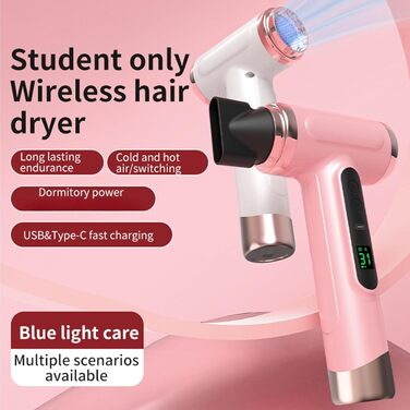 Портативний фен 15000 мАг з холодним та гарячим повітрям, USB-зарядка, для подорожей, бізнесу, кемпінгу, студентського житла, квартири (білий)