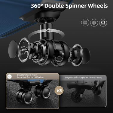 Набір валіз Showkoo Softshell 3 шт., розширювані, легкі, міцні, з обертовими колесами, TSA-замок, 50.8/61/71.1 см, блакитний