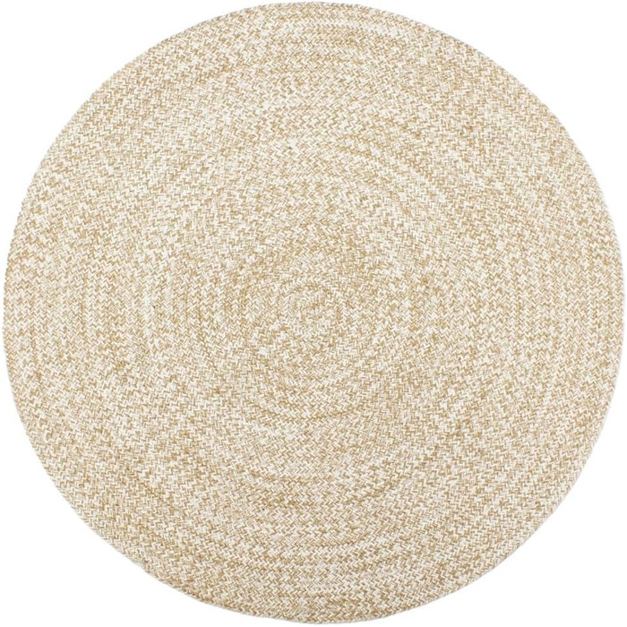 Жутовий килим ручної роботи з коротким ворсом для вітальні, спальні, коридору. Ручне плетіння, колір: білий, розмір 180x120 см