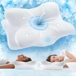 Ортопедична подушка для шиї з Memory Foam, сертифікат Oeko-TEX®, ергономічна подушка для сну на боці, спині та животі (біла)